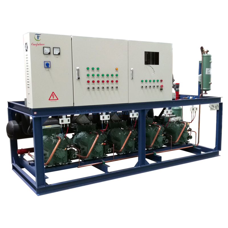 PLC Piston Unit Parallel Suhu Tinggi Rack Model Pendingin Kompresor Unit Untuk Pendinginan Optimal